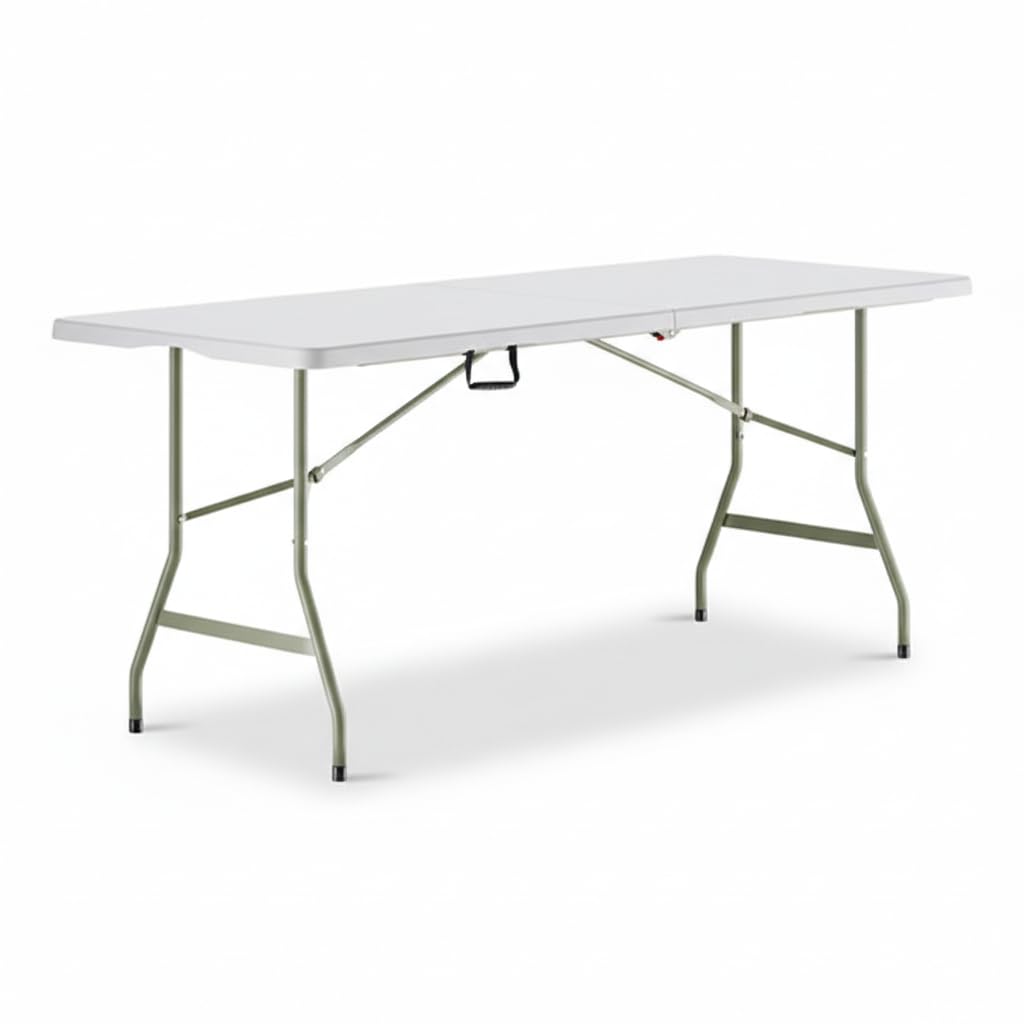 Set of 5 White Plastic Bi-Folding Rectangular Event Tables B615