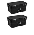 2 Pack 22 Gallon Black Wheeled Lockable Plastic Storage Trunk D236