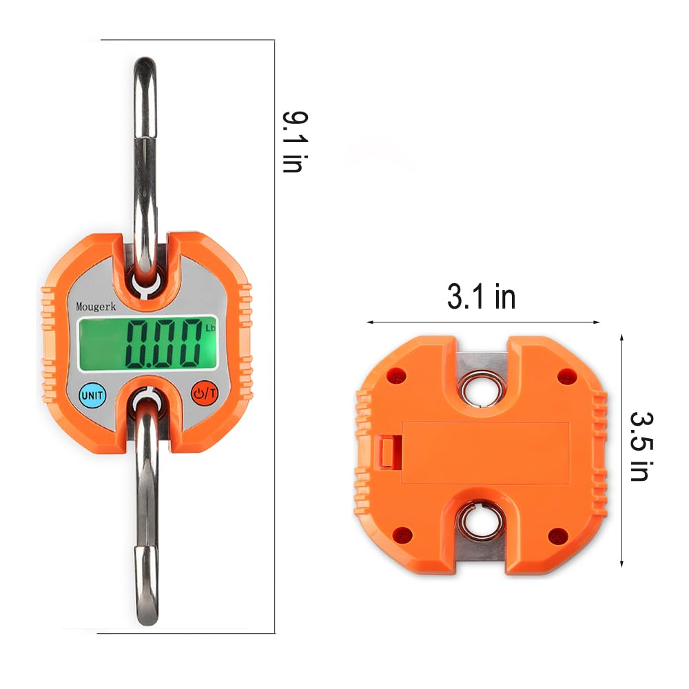Digital Hanging Scale 300 lb 150 kg Portable Heavy Duty Orange O5435