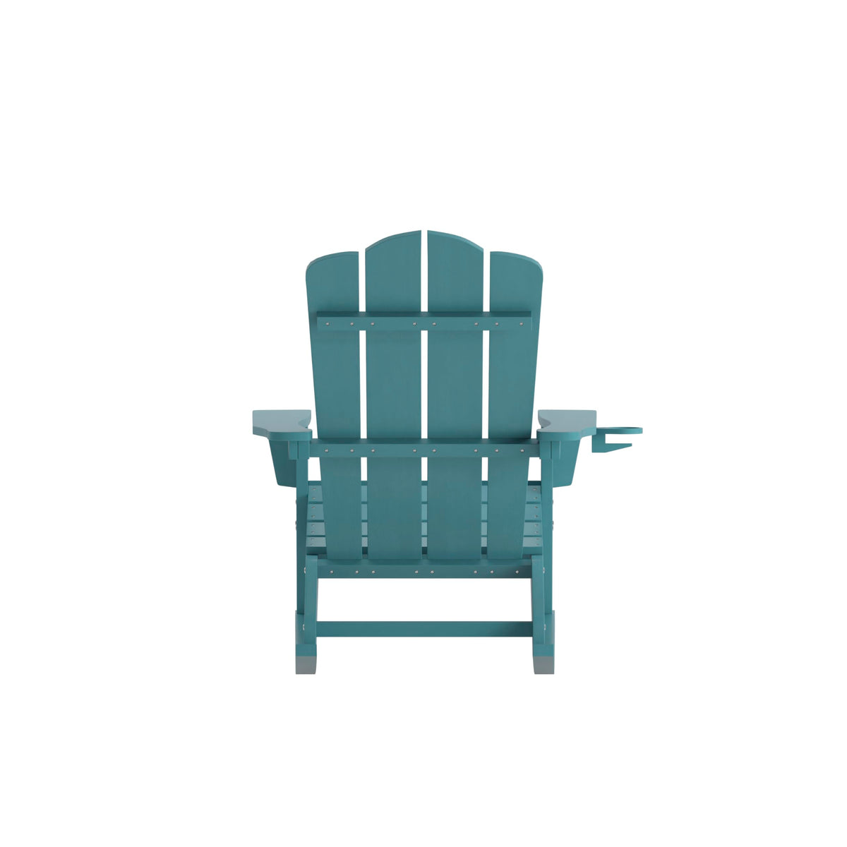 Blue HDPE Adirondack Rocking Chair with Cup Holder J93992