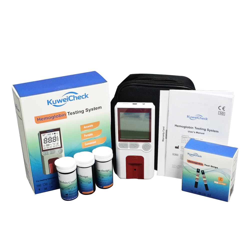 Hemoglobin Test Meter Kit with 50pcs Strips, Lancets and Capillary Tubes T726