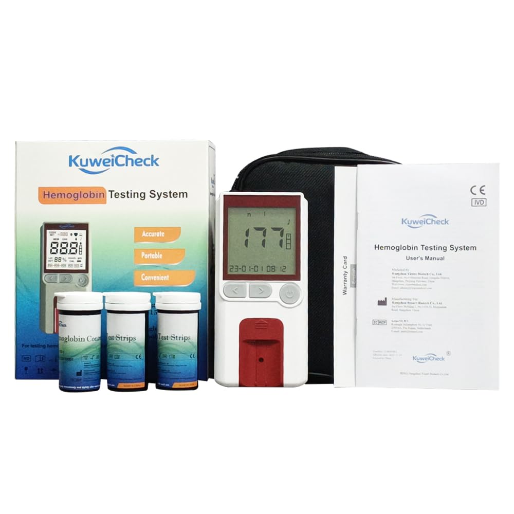 Hemoglobin Test Meter Kit with 50pcs Strips, Lancets and Capillary Tubes T726