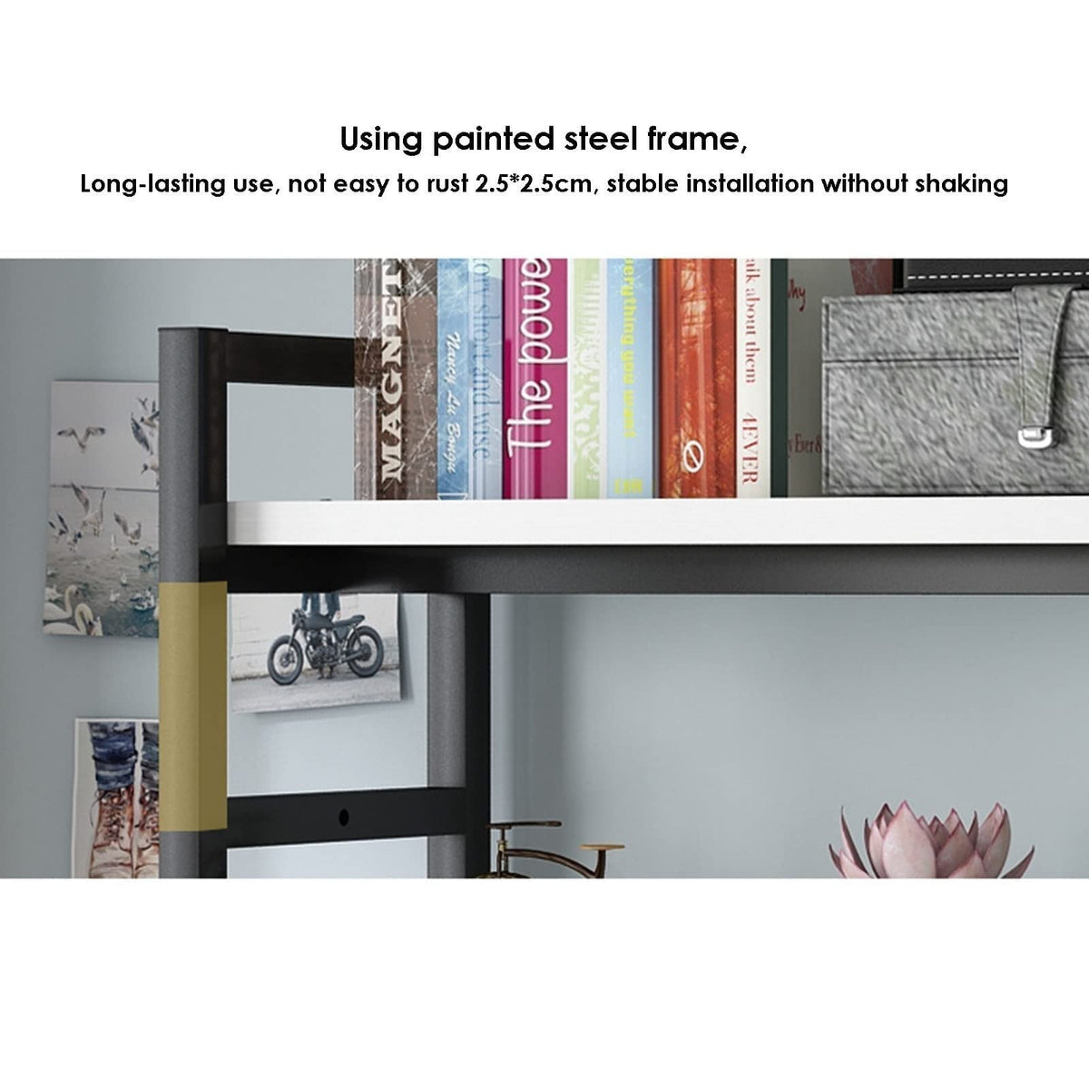 White Adjustable Metal Desktop Bookshelf M389