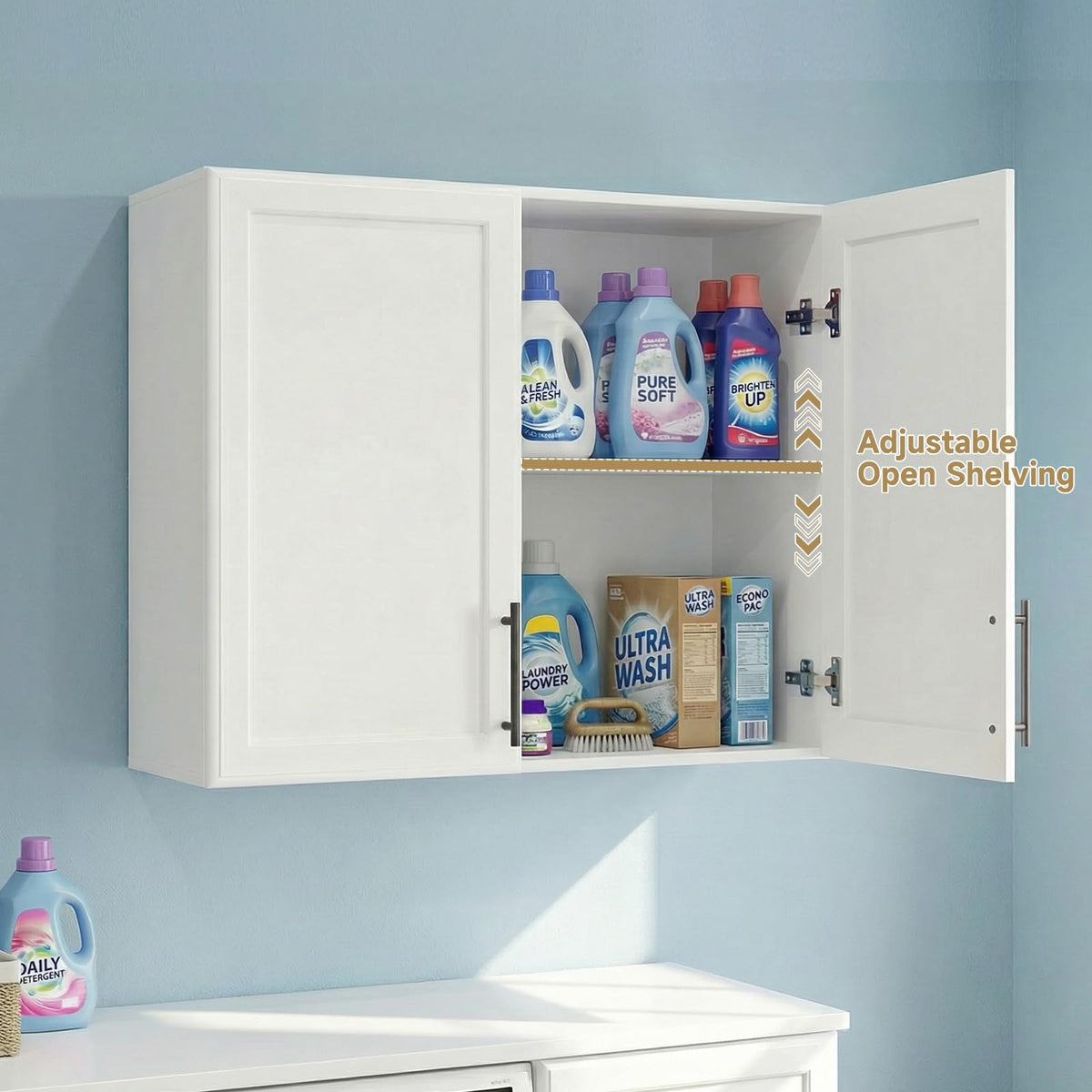 47" White Wall Mounted Laundry Cabinet Set of 2 A4376