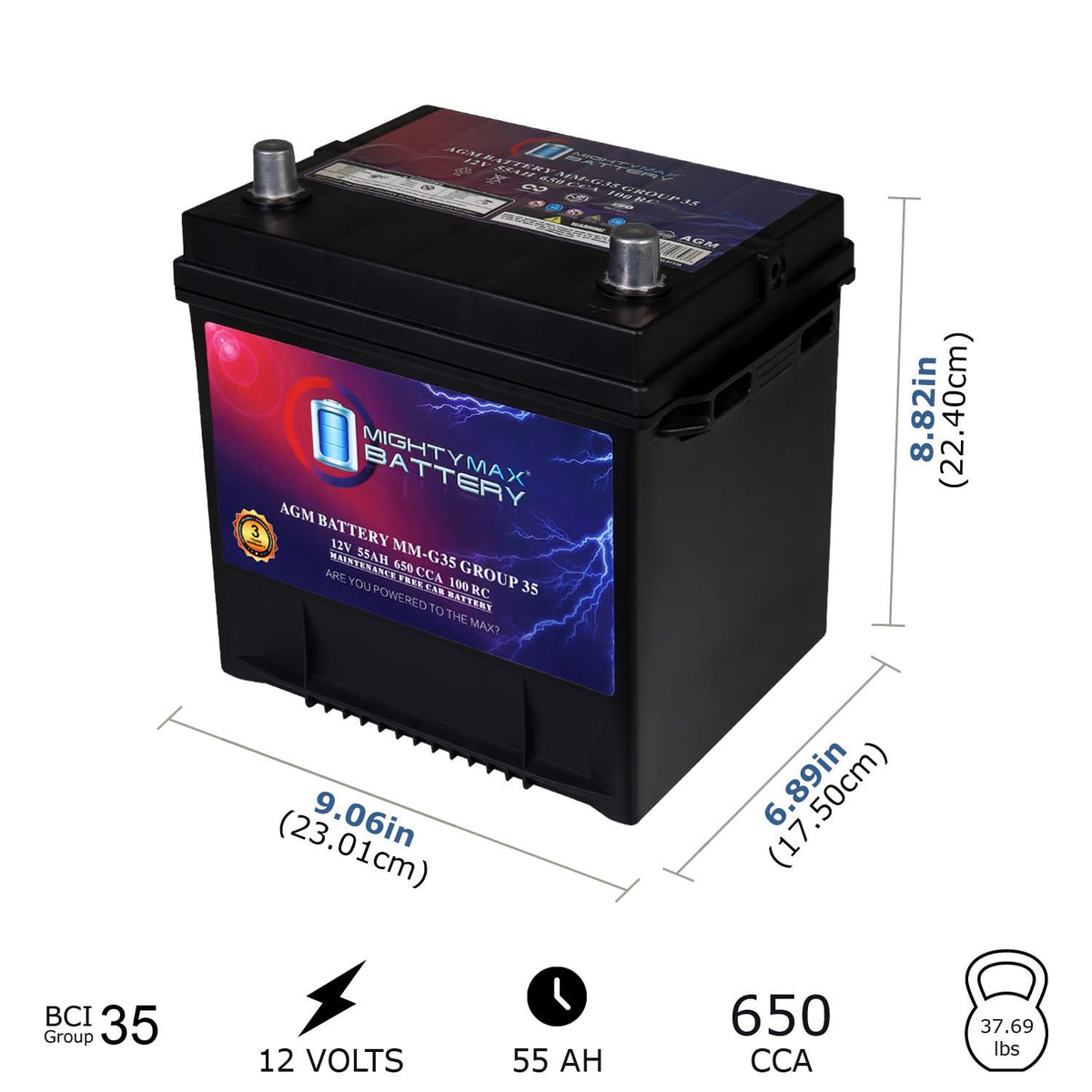 12V 55Ah AGM Replacement Battery F147