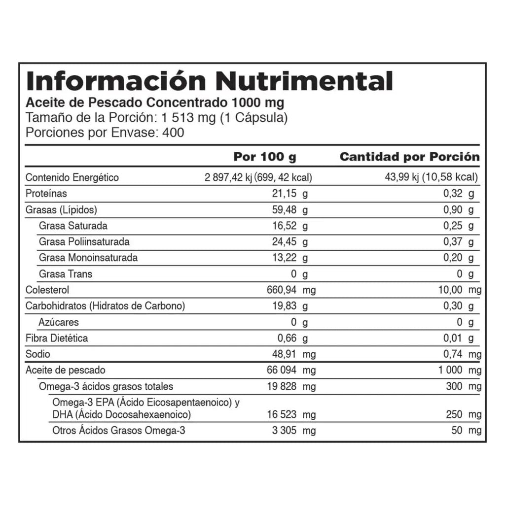 Fish Oil Concentrate 1000mg 400 Softgels C48258