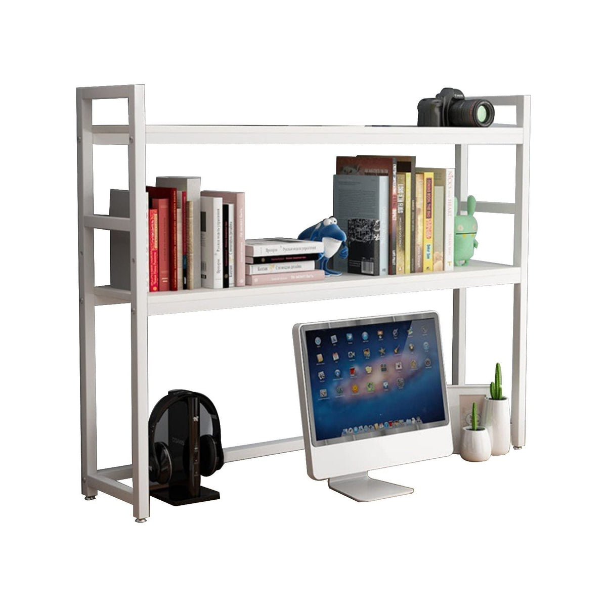 White Adjustable Metal Desktop Bookshelf M389