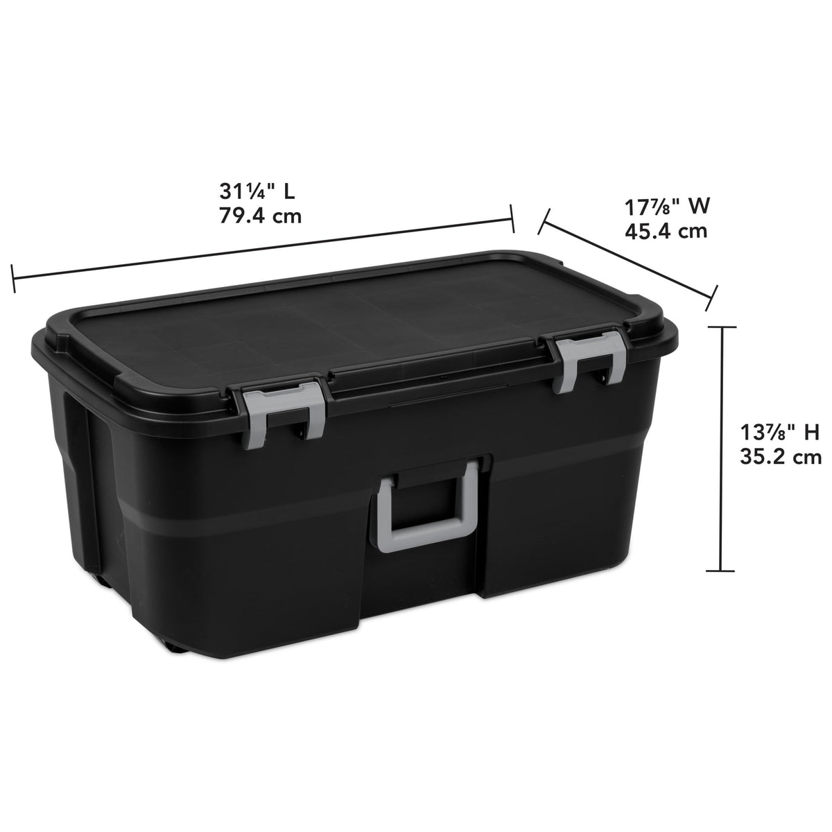 2 Pack 22 Gallon Black Wheeled Lockable Plastic Storage Trunk D236