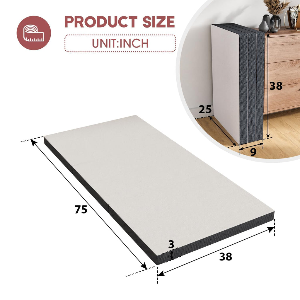 3 Inch Twin Trifold Mattress with Washable Cover M114