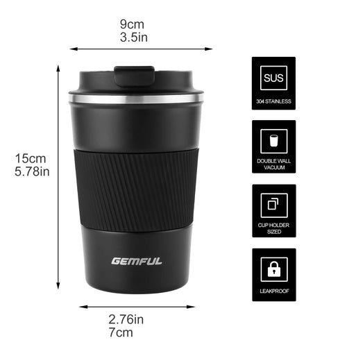 13oz Insulated Stainless Steel Travel Coffee Mugs Set (2 Pack) B924424