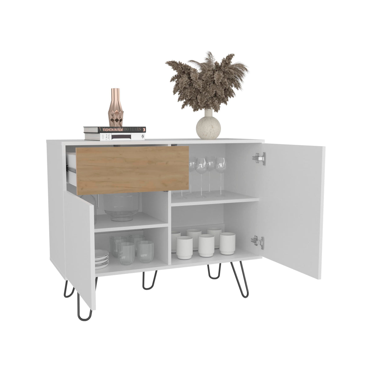 39" Wide Console Table with Two Cabinets, One Drawer and Four Shelves N601
