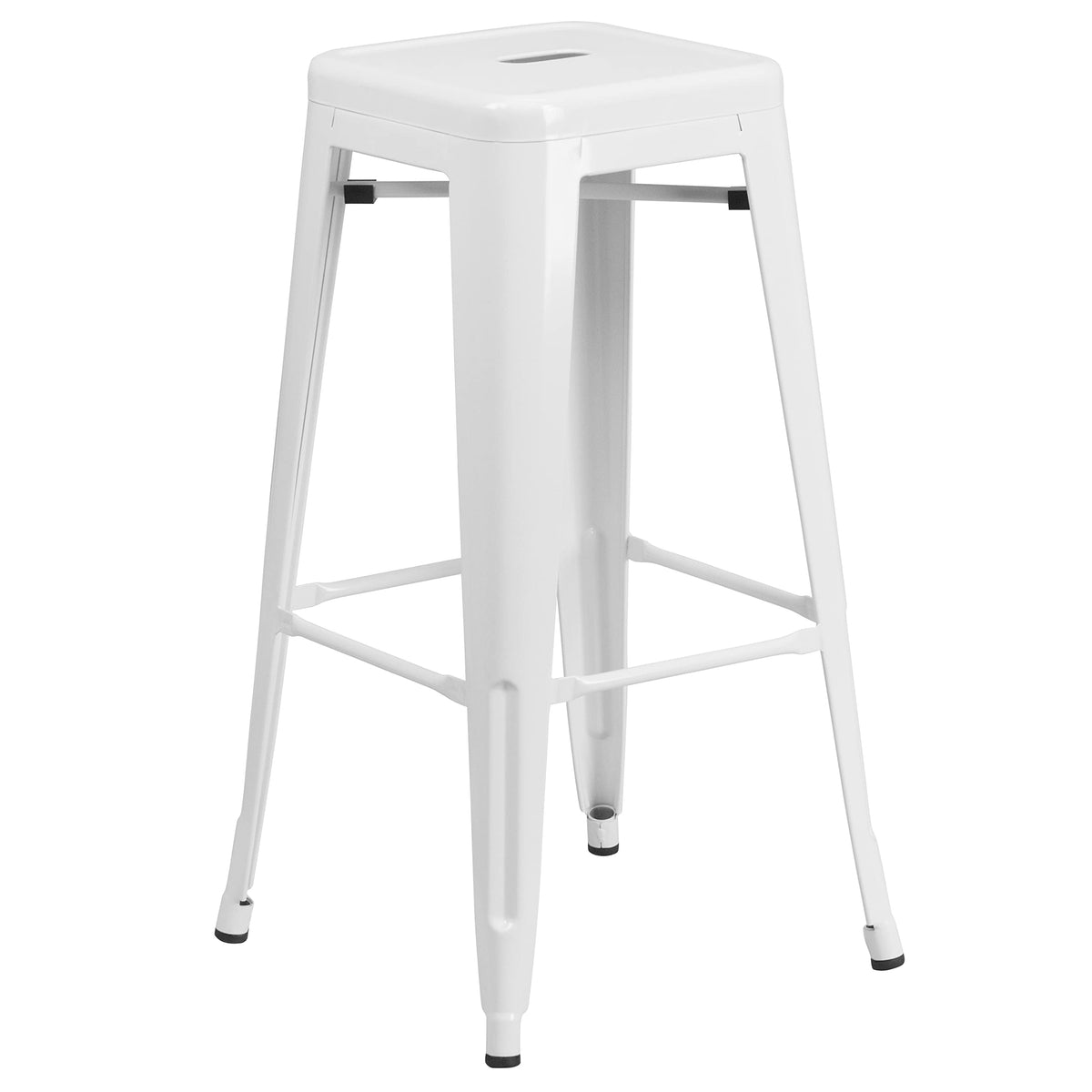 White Metal Indoor-Outdoor Barstool with Square Seat D13480