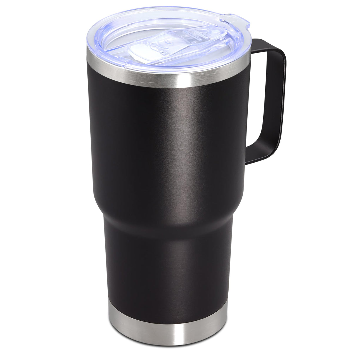 20 oz Black Tumbler with Handle and Lid F9127