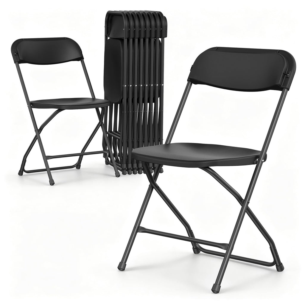 10 Pack Lightweight Stackable Plastic Folding Chairs with Steel Frame U45267
