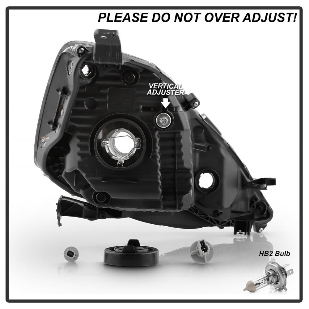 Black Housing Headlights Headlamps Pair Set G414