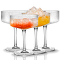 4 Pcs 10 oz Ribbed Coupe Glasses Set G926049