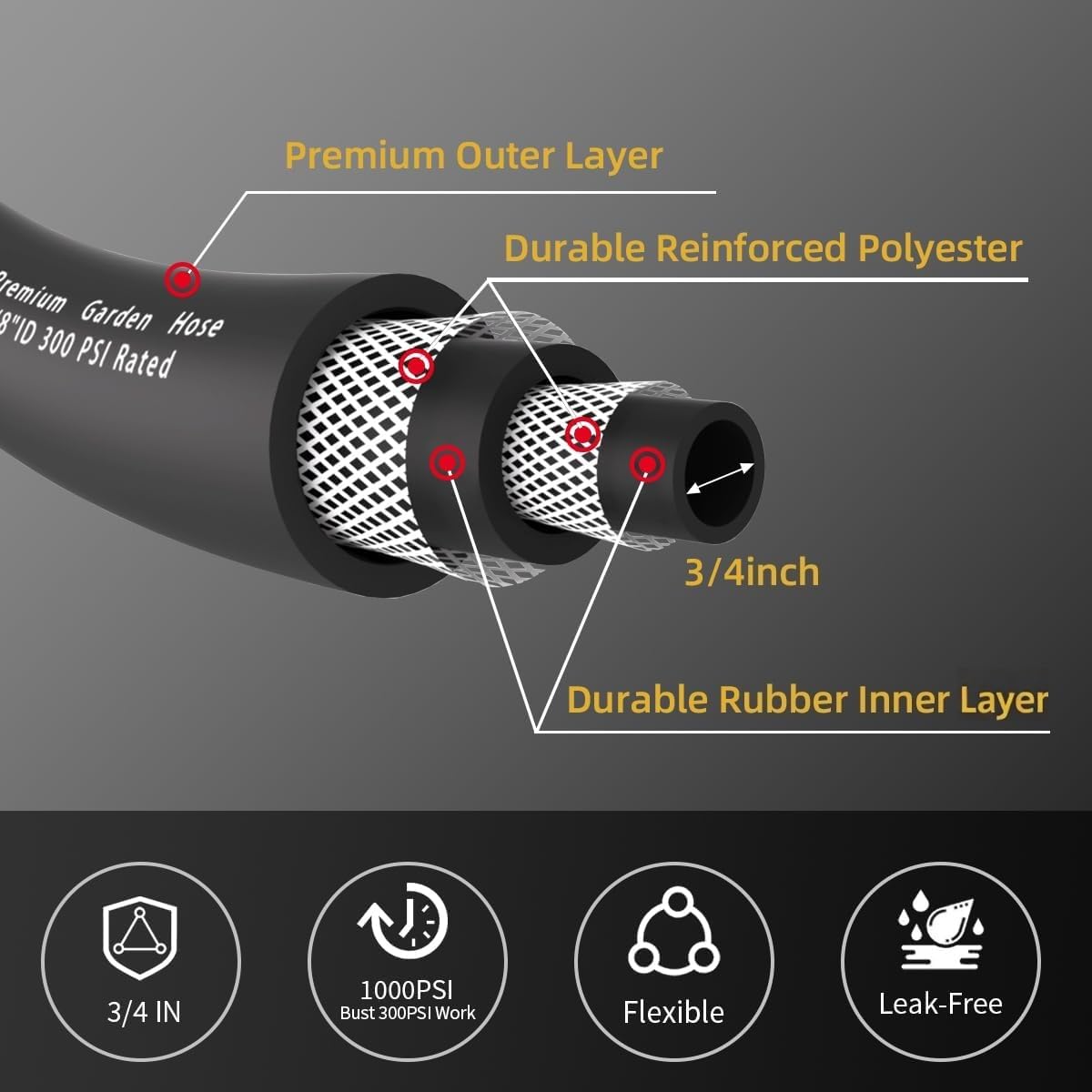 50FT Heavy Duty Rubber Garden Hose X248331