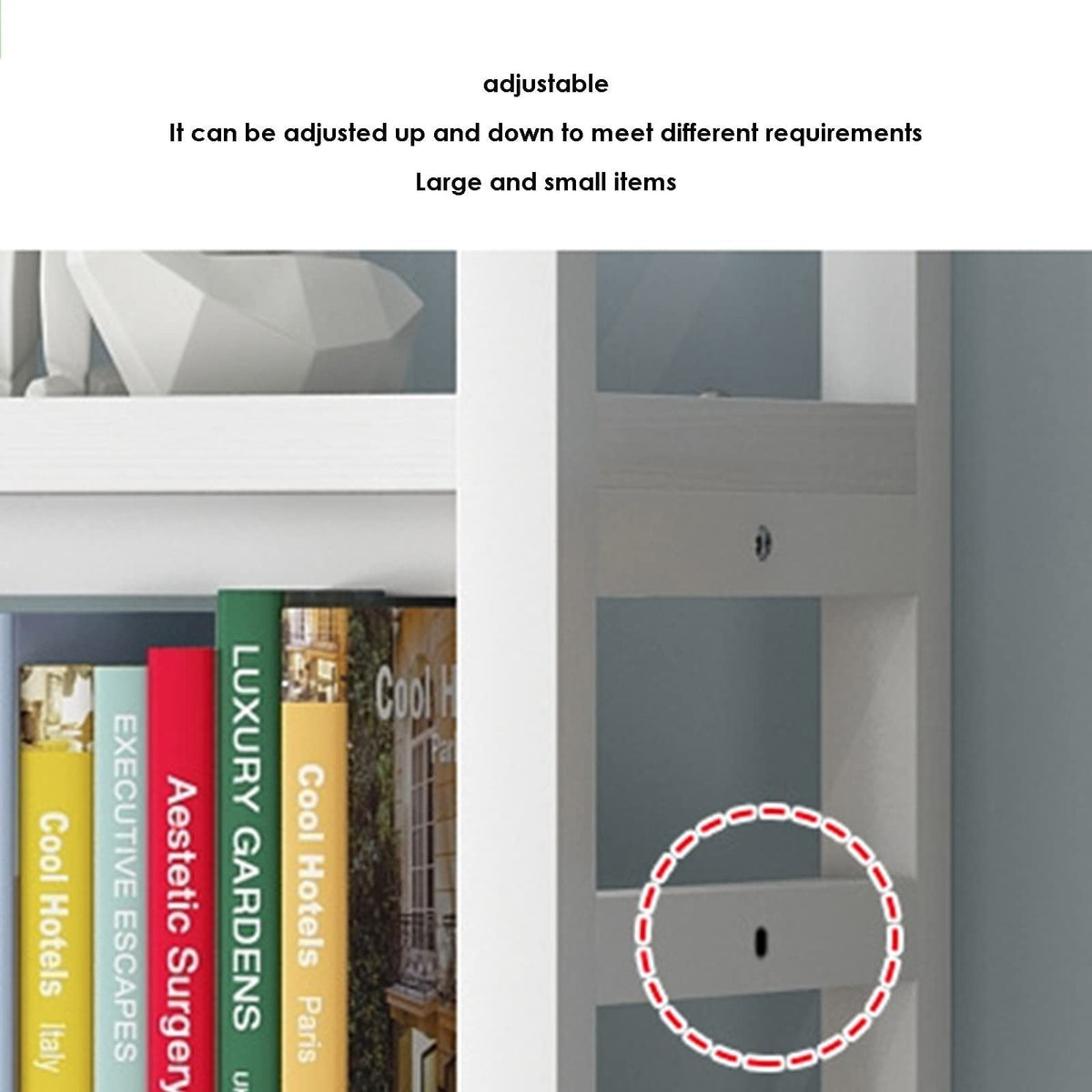 White Adjustable Metal Desktop Bookshelf M389