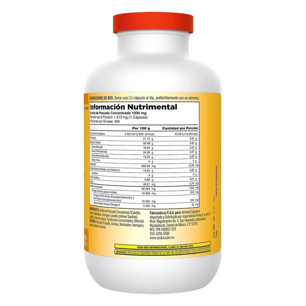 Fish Oil Concentrate 1000mg 400 Softgels C48258