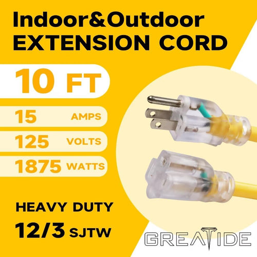 12 Gauge 10 FT Lighted End Outdoor Extension Cord F833632
