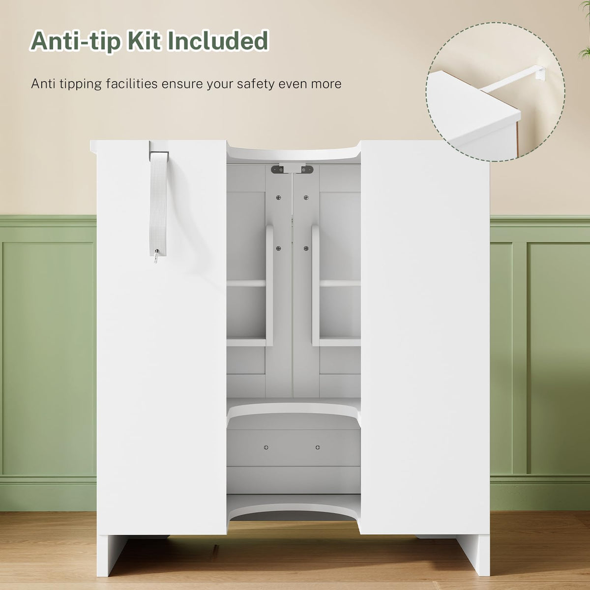 24" Pedestal Sink Storage Cabinet with 2 Doors & 1 Drawer P242