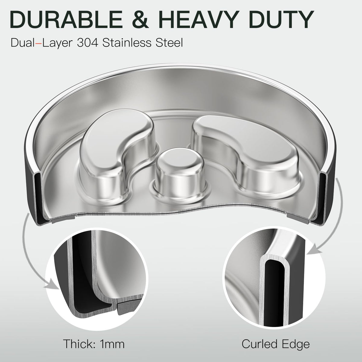 Slow Feeder Dog Bowl 304 Stainless Steel Non-Slip N7137