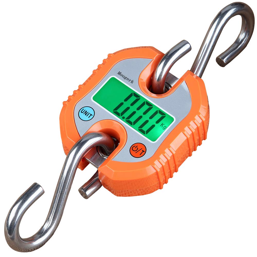Digital Hanging Scale 300 lb 150 kg Portable Heavy Duty Orange O5435