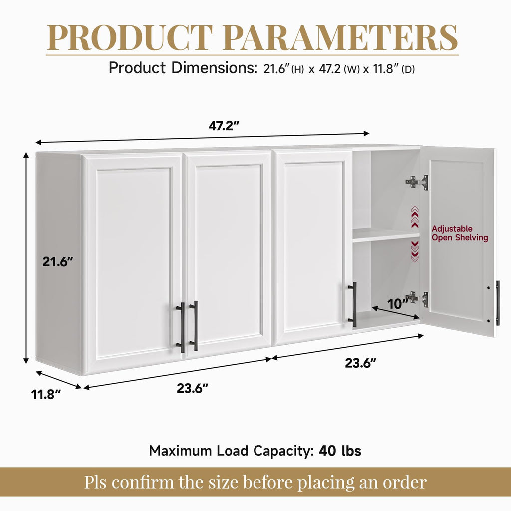 47" White Wall Mounted Laundry Cabinet Set of 2 A4376