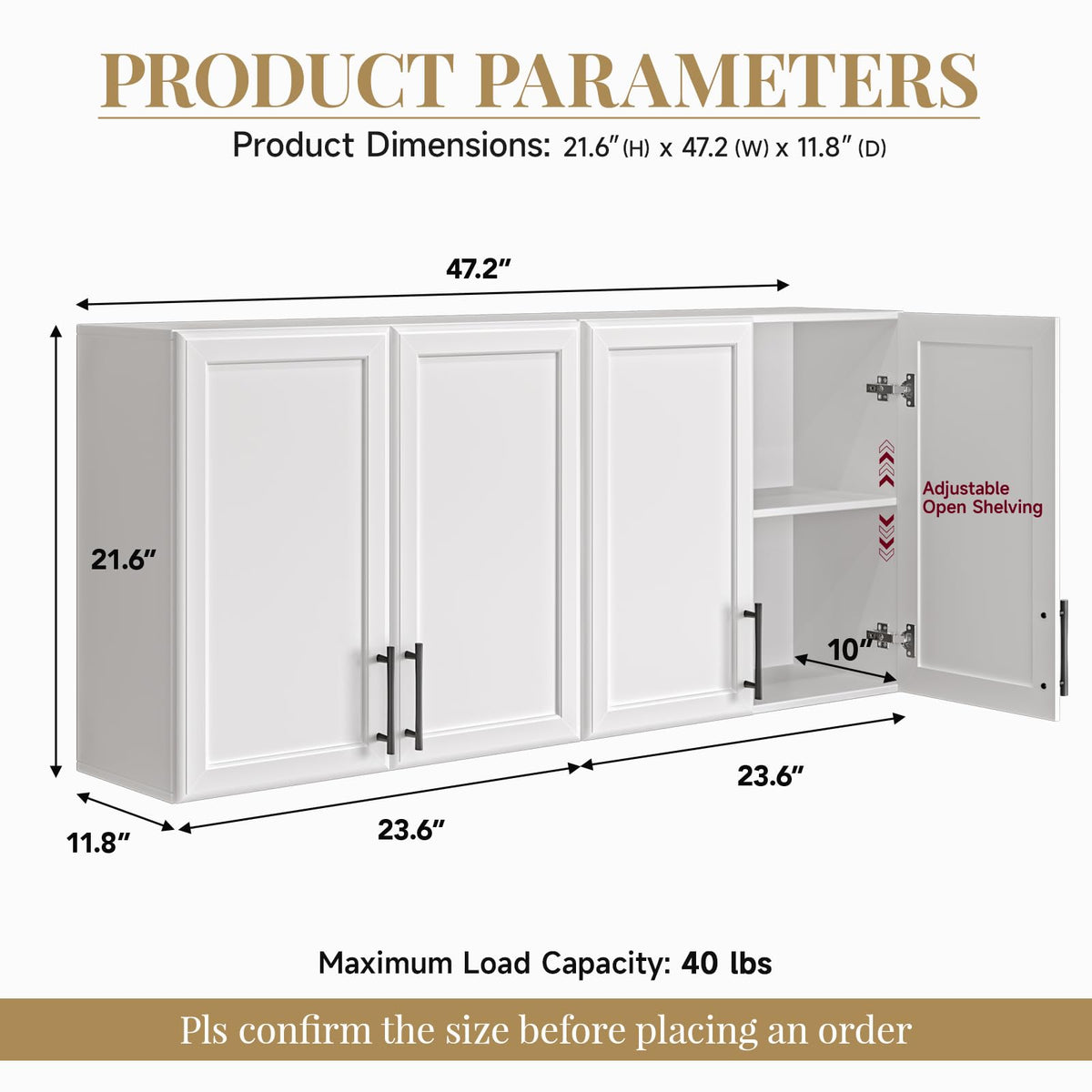 47" White Wall Mounted Laundry Cabinet Set of 2 A4376