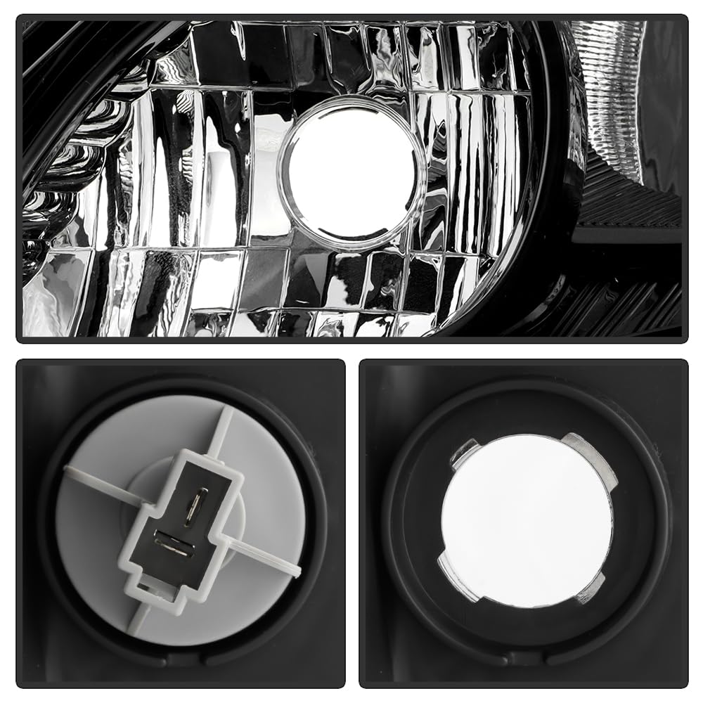 Black Housing Headlights Headlamps Pair Set G414