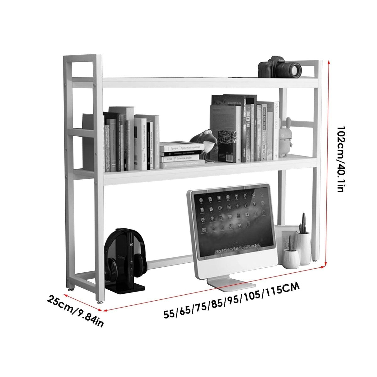 White Adjustable Metal Desktop Bookshelf M389