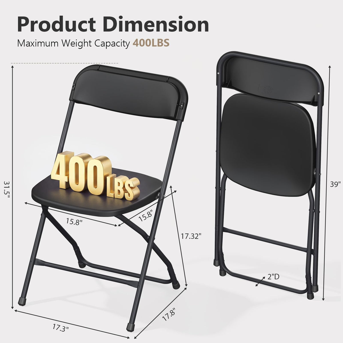 10 Pack Lightweight Stackable Plastic Folding Chairs with Steel Frame U45267