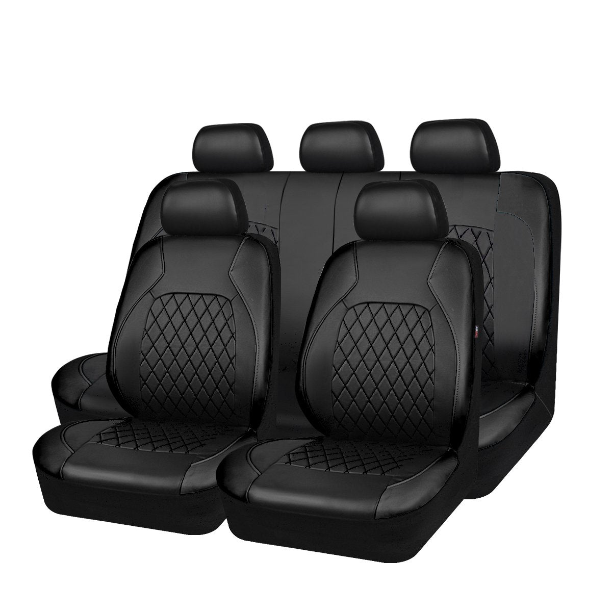 Faux Leather Car Seat Covers Full Set, Airbag Compatible, Breathable, All Black Q884133
