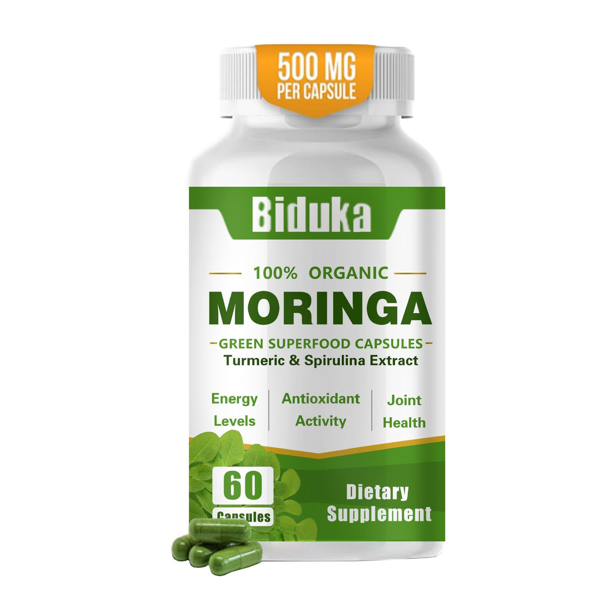 Organic Moringa Capsules 1000mg Vegan Non-GMO 60 Capsules X27849