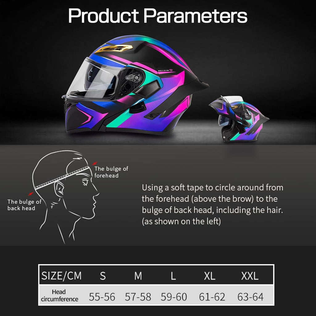 DOT Approved Flip Up Full Face Bluetooth Motorcycle Helmet D167