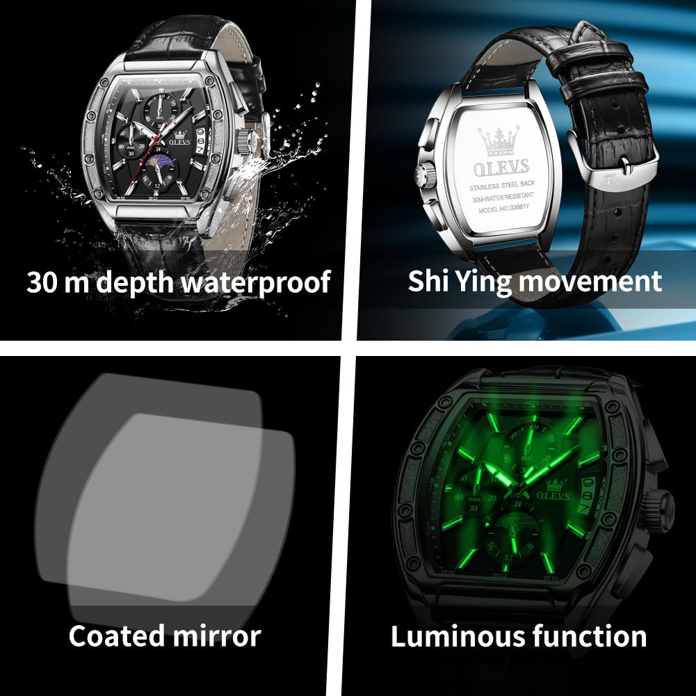 Men's Chronograph Moon Phase Waterproof Watch E7859