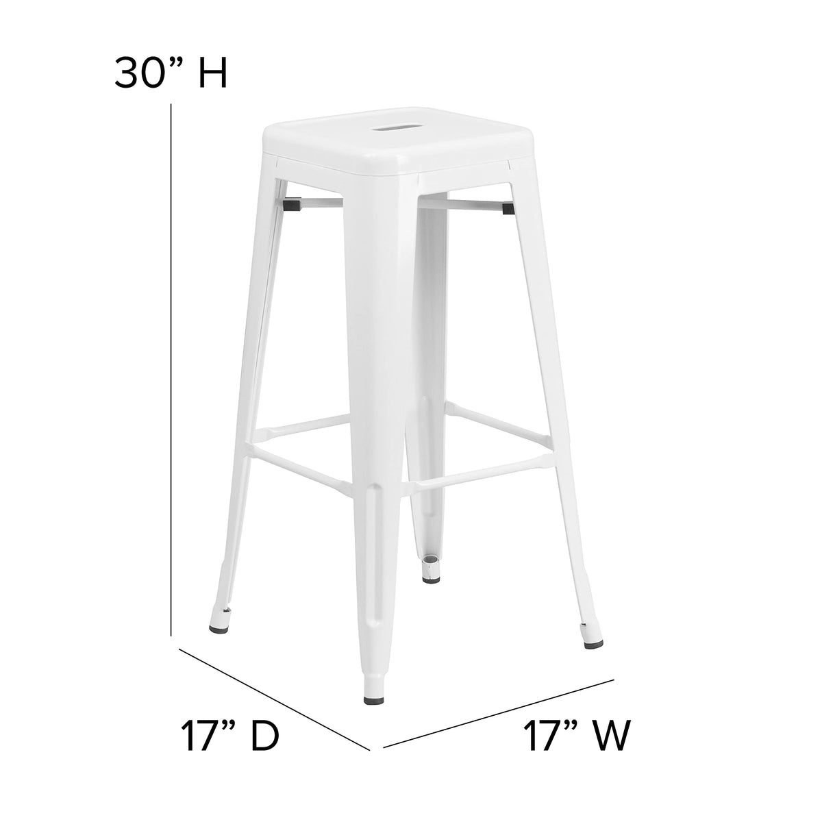 White Metal Indoor-Outdoor Barstool with Square Seat D13480