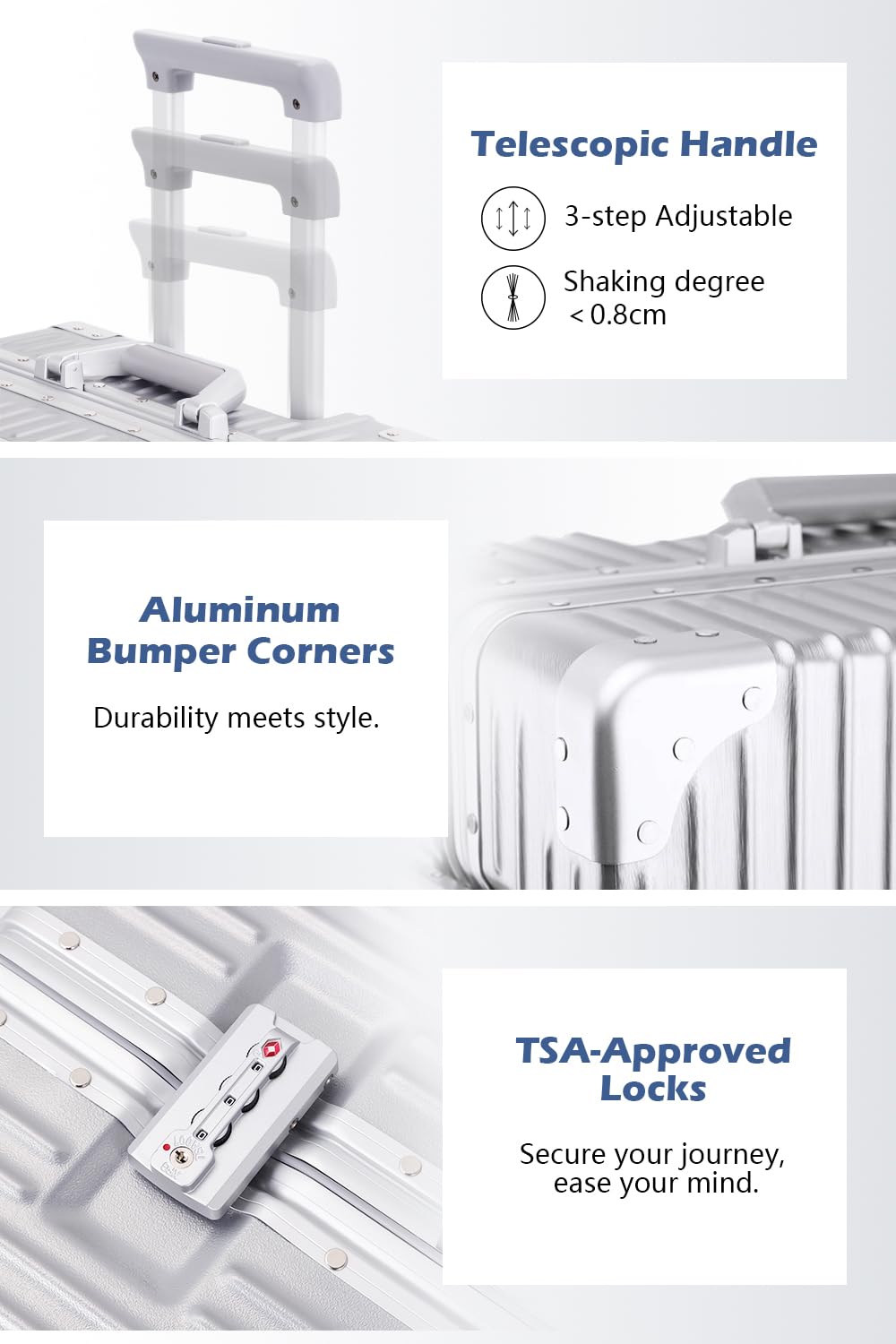 Zipperless Aluminum Frame 20 Inch Carry On Suitcase O1456