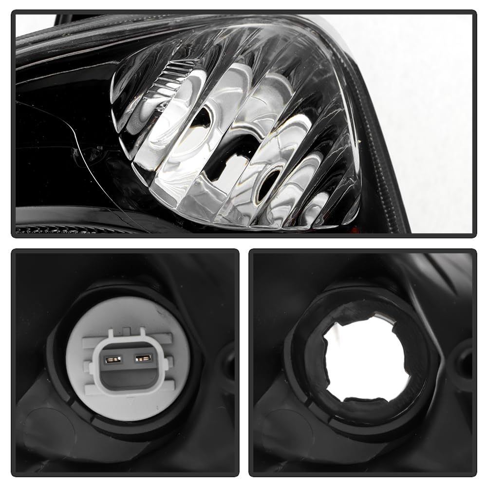 Black Housing Headlights Headlamps Pair Set G414