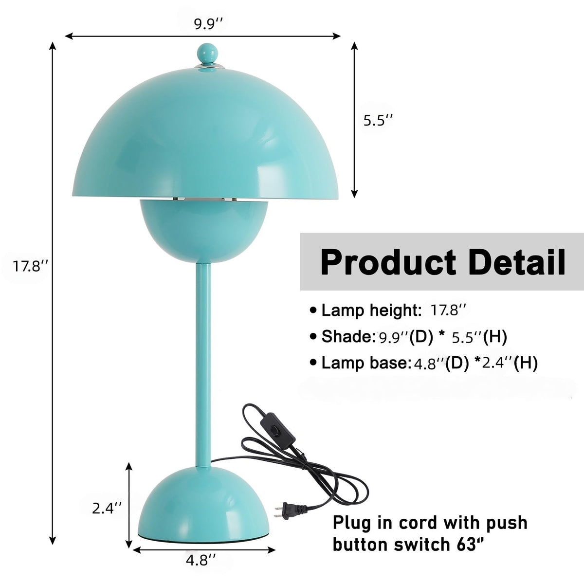 Mid-Century Modern Table Lamp Turquoise M842509