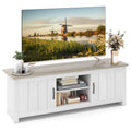 2 Doors TV Stand with 2 Cabinets & Open Shelves C606294