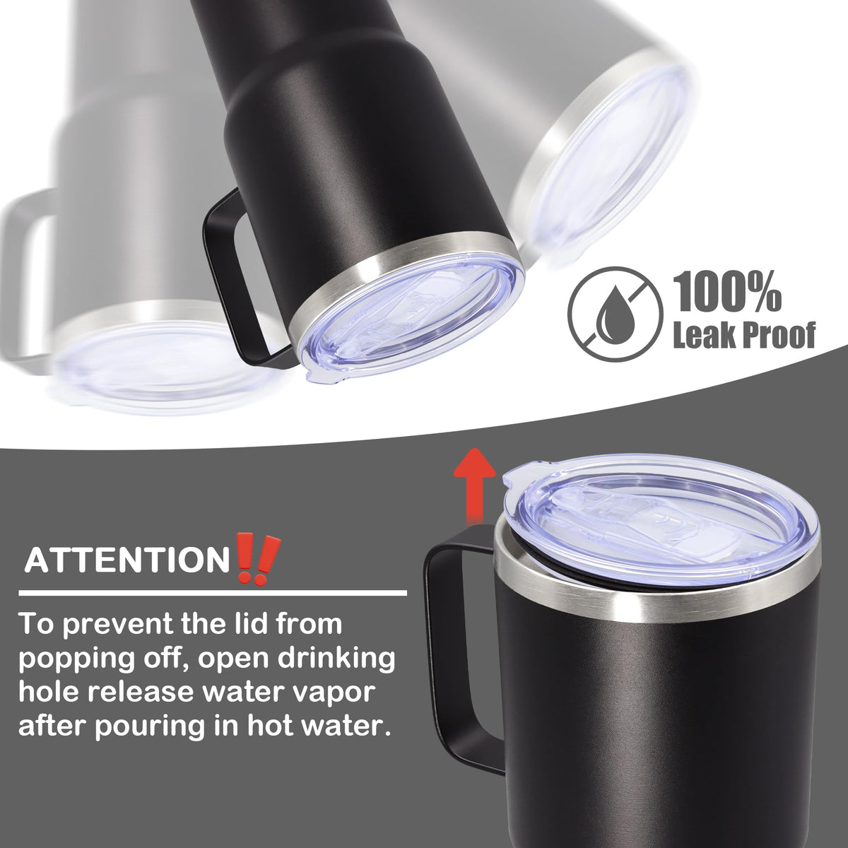 20 oz Black Tumbler with Handle and Lid F9127