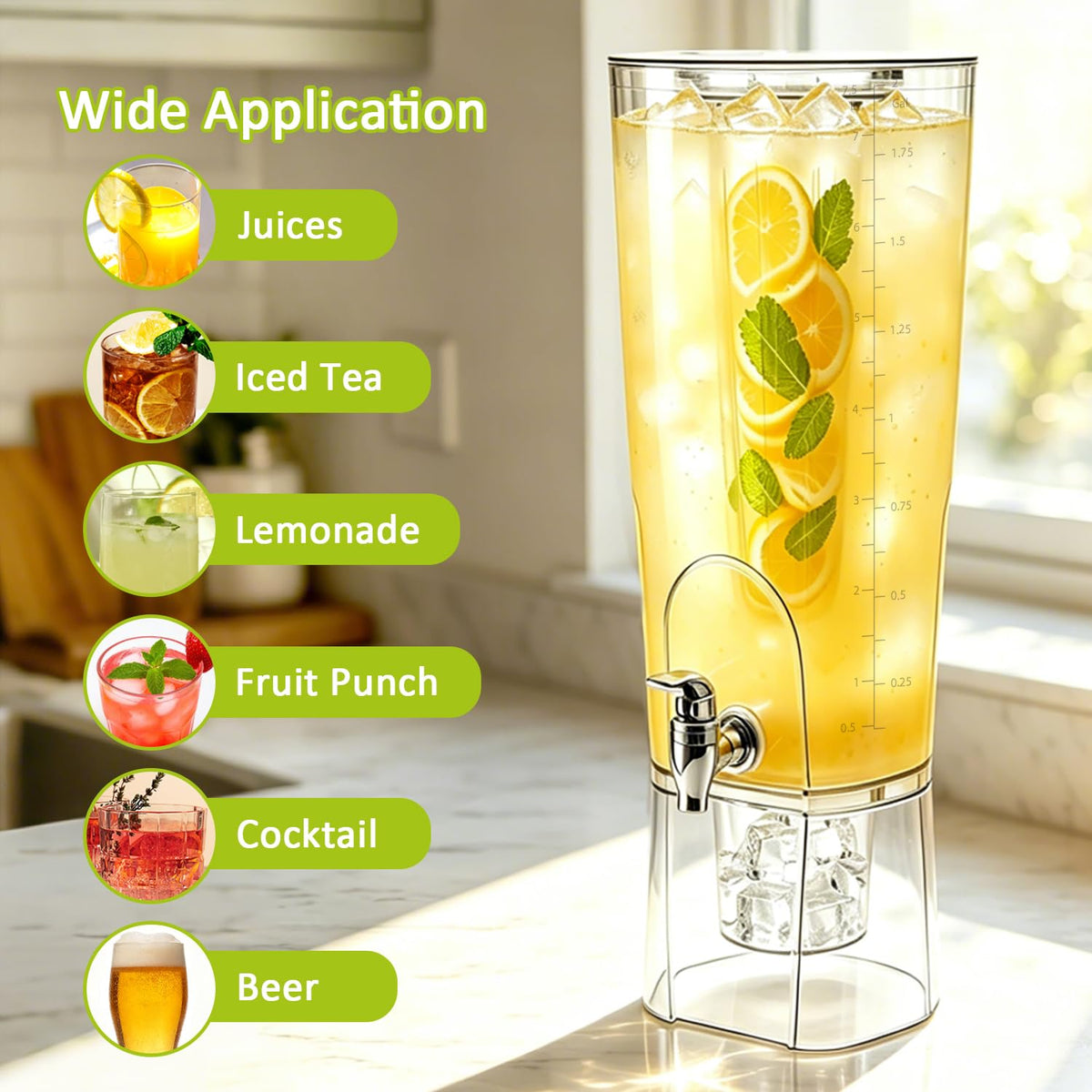 2 Gal Drink Dispensers with Stand & Fruit Infuser Q9077