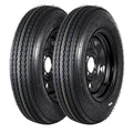 Set of 2 5.30-12 Trailer Tires with 12" Black Rims, 4 Lug on 4" Bolt Pattern, Load Range C 6PR N849711