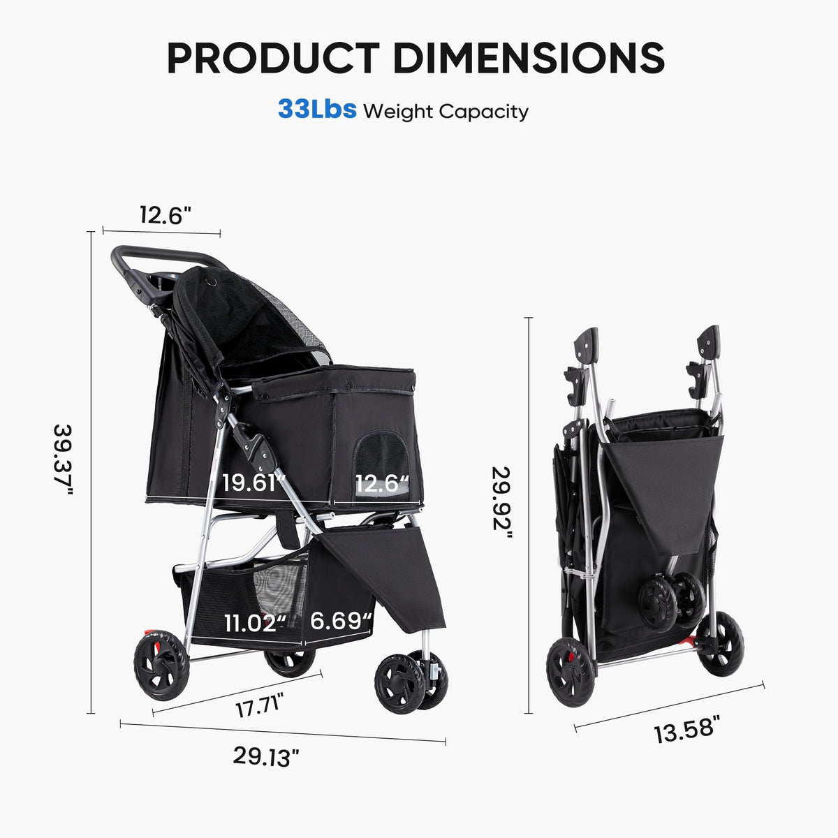 Foldable 3 Wheel Pet Stroller V78299