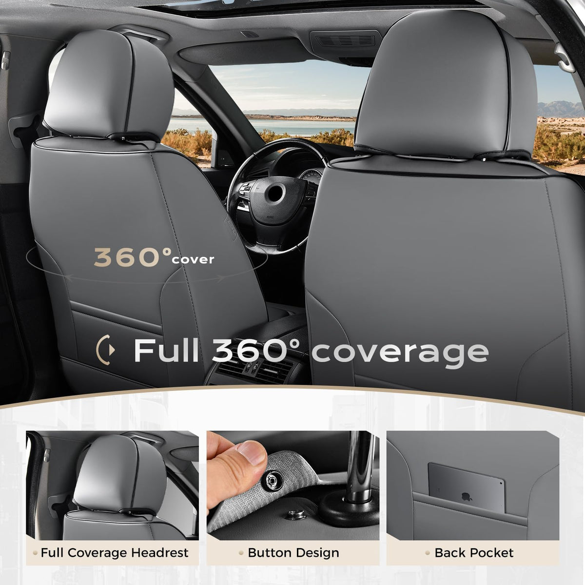 Waterproof Leather Car Seat Covers Full Set Z4752