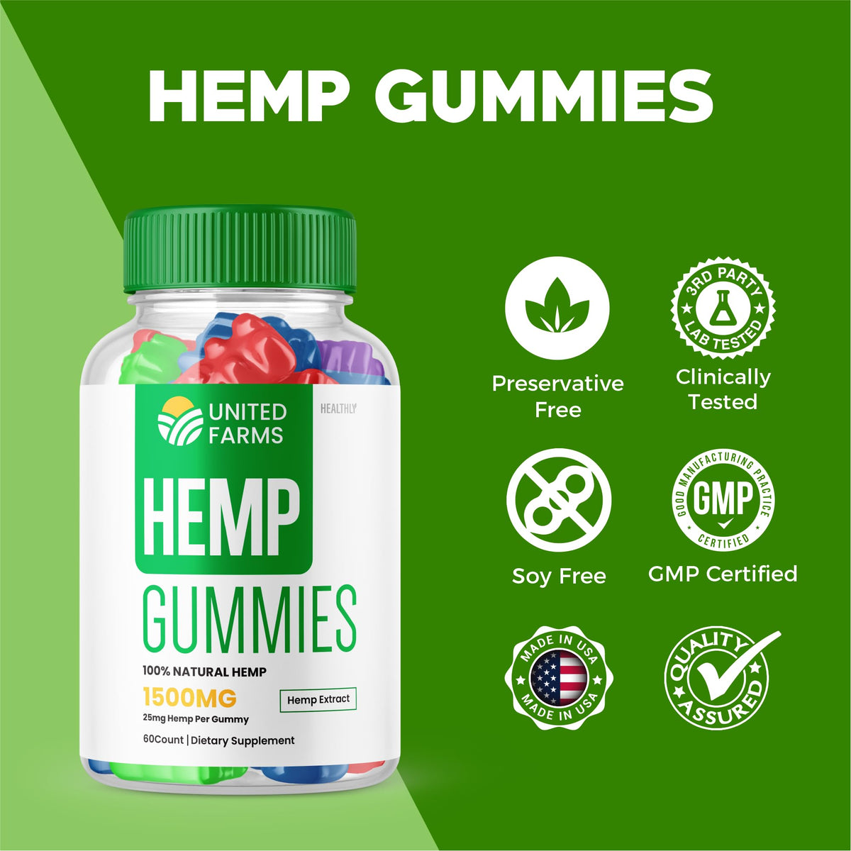 Hemp Extract Gummies 25mg 60 Gummies A917
