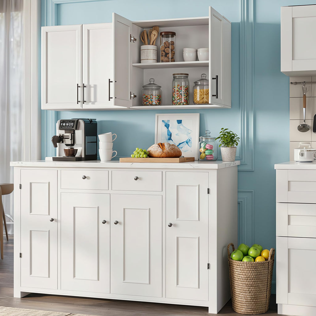 47" White Wall Mounted Laundry Cabinet Set of 2 A4376