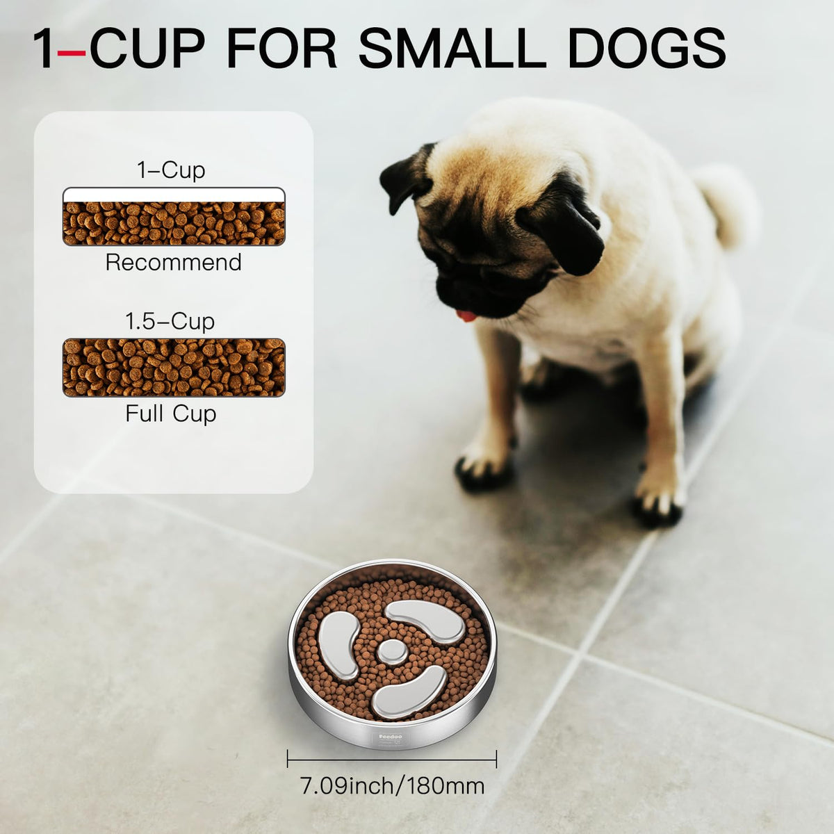 Slow Feeder Dog Bowl 304 Stainless Steel Non-Slip N7137