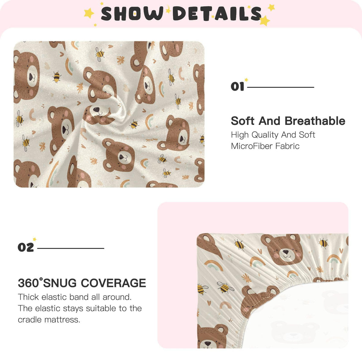 Soft Breathable Microfiber Fitted Crib Sheet G9919